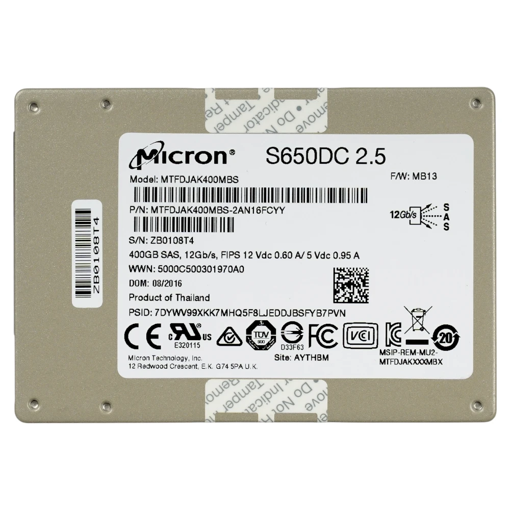 400 GB Micron S650DC MTFDJAK400MBS Enterprise SAS SSD 12Gb/s 