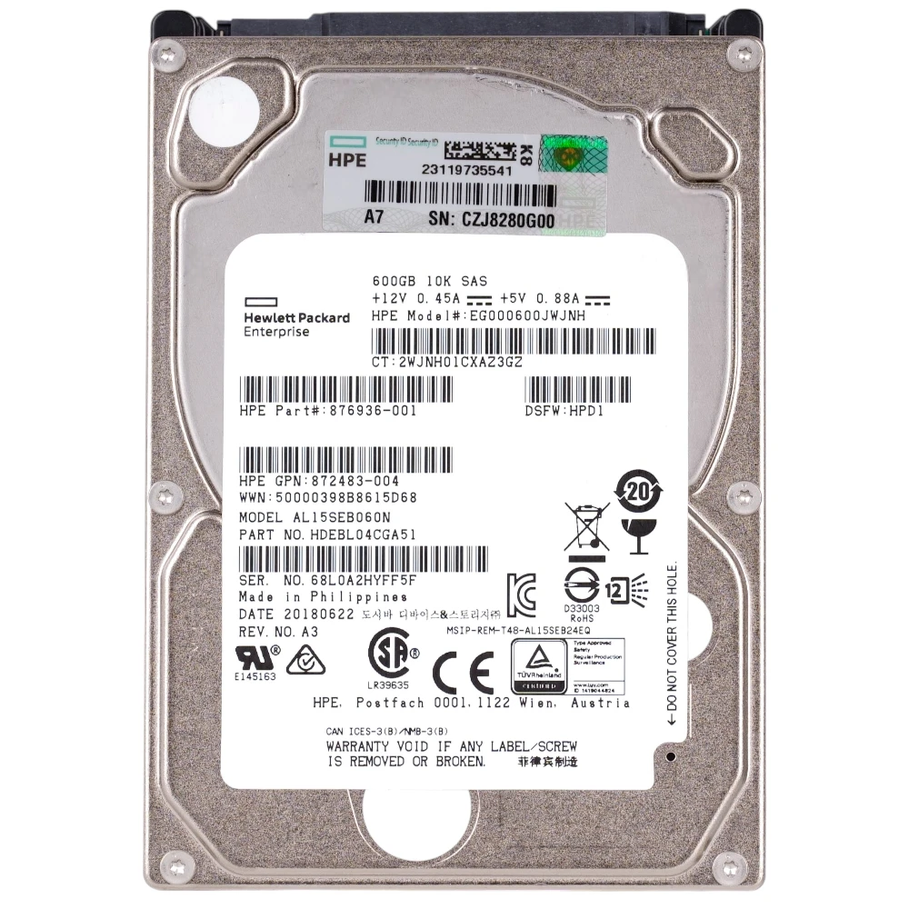 HPE /Toshiba AL15SEB060N 600 GB SAS 12Gb/s 2.5"