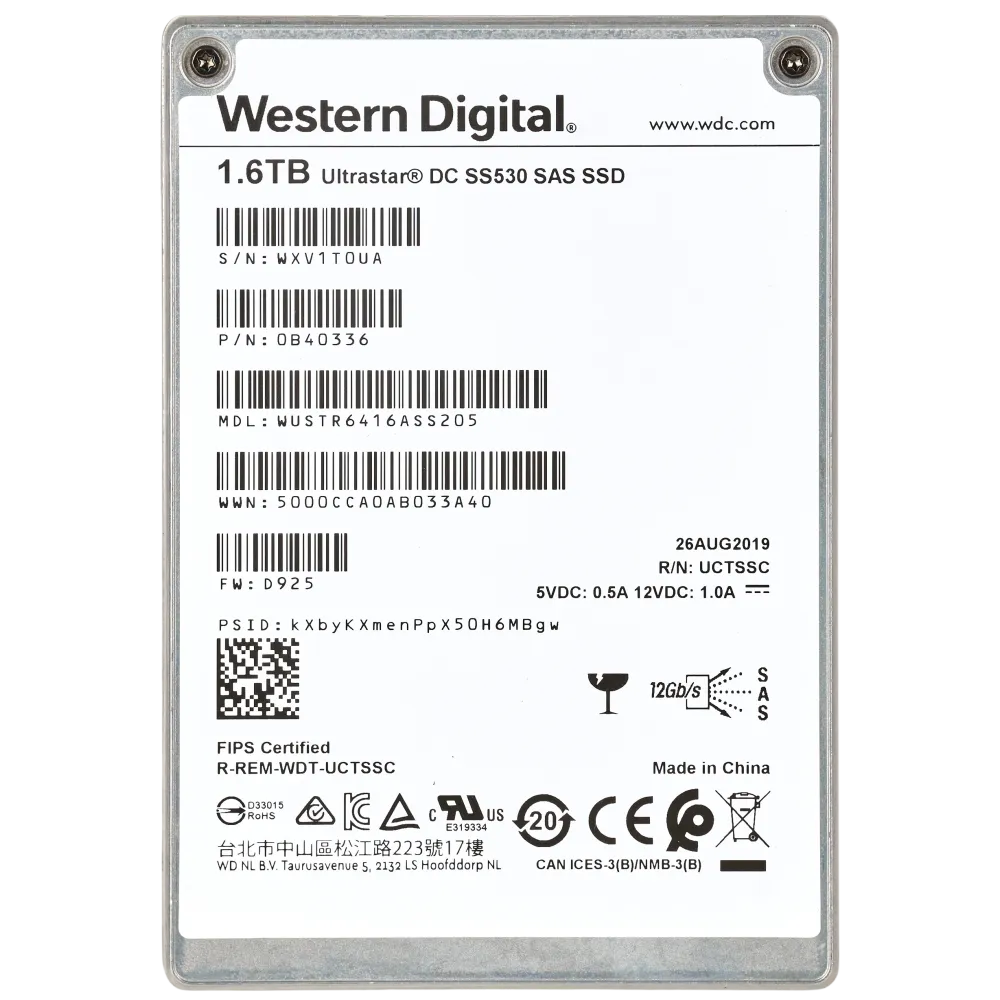 1,6 Tб HGST Ultrastar SSD1600MR HUSMR1616ASS200 Enterprise SAS SSD 12 Гб/с