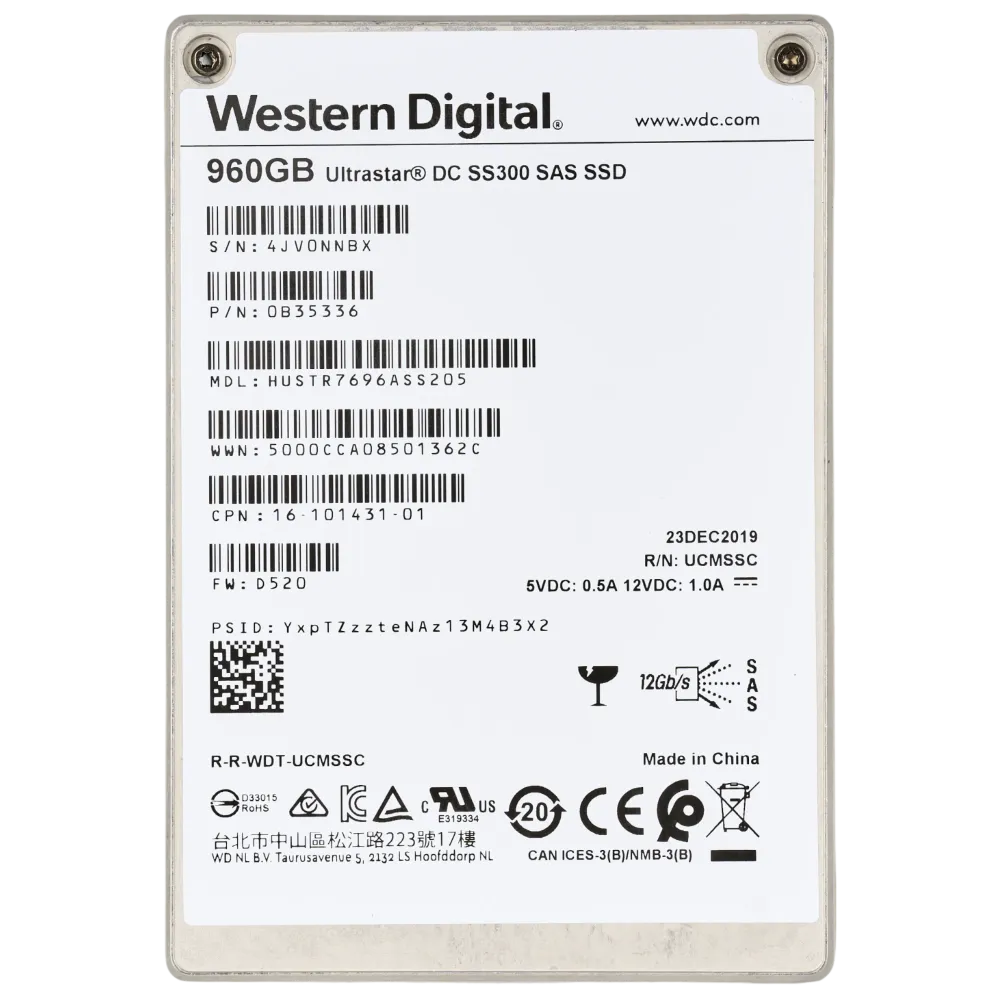960Gb WD Ultrastar (HGST) DC SS300 HUSTR7696ASS205 SAS SSD 12Gb/s