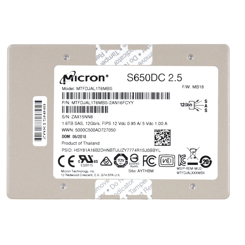 Micron S650DC MTFDJAL1T6MBS 1.6TB SAS 12Gb/s 2.5"