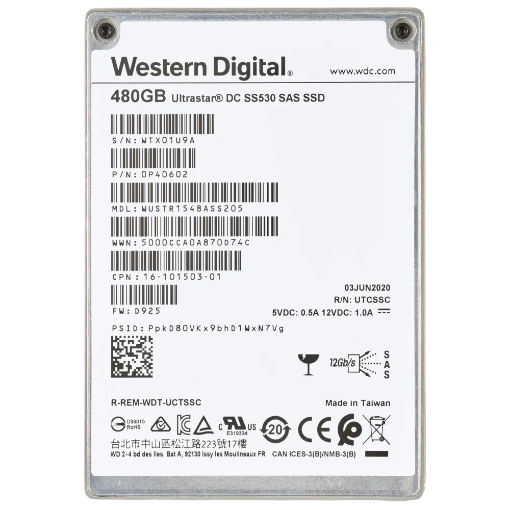 480Gb WD Ultrastar (HGST) DC SS530 WUSTR1548ASS205 SAS SSD 12Gb/s