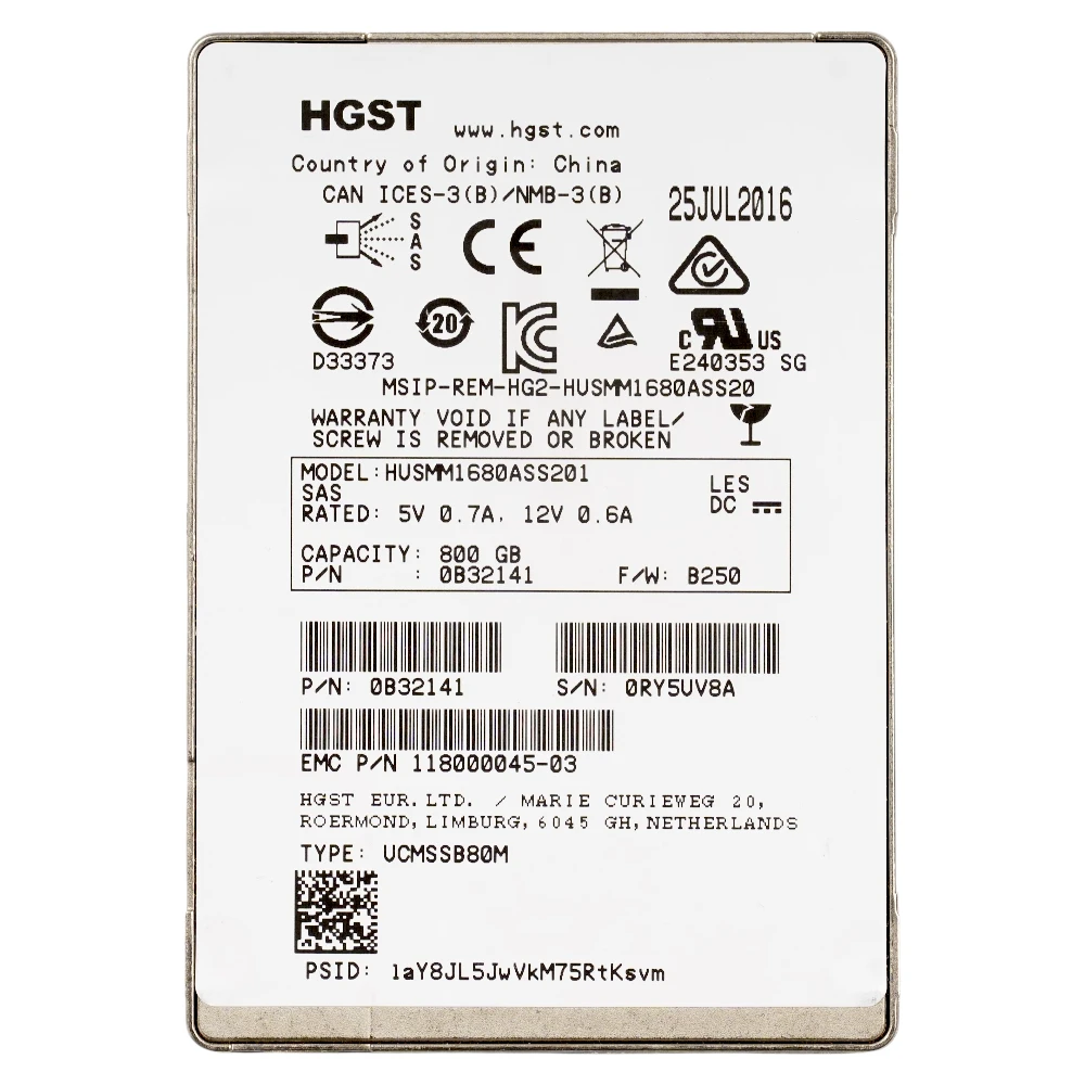 800 Гб HGST Ultrastar HUSMM1680ASS201 SAS SSD 12 Гб/с