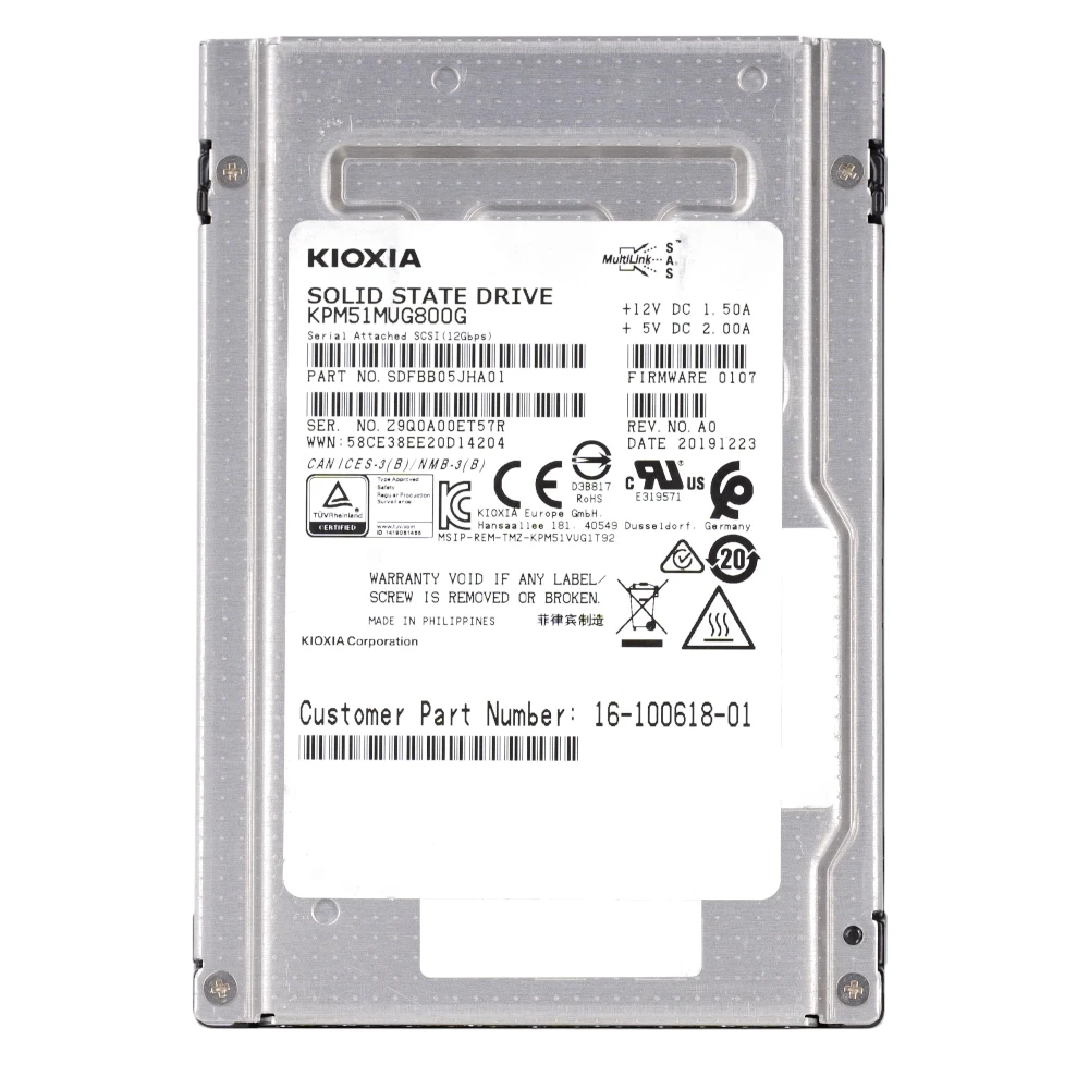 800 GB  Kioxia (Toshiba) KPM51MUG800G Enterprise SAS SSD 12Gb/s 