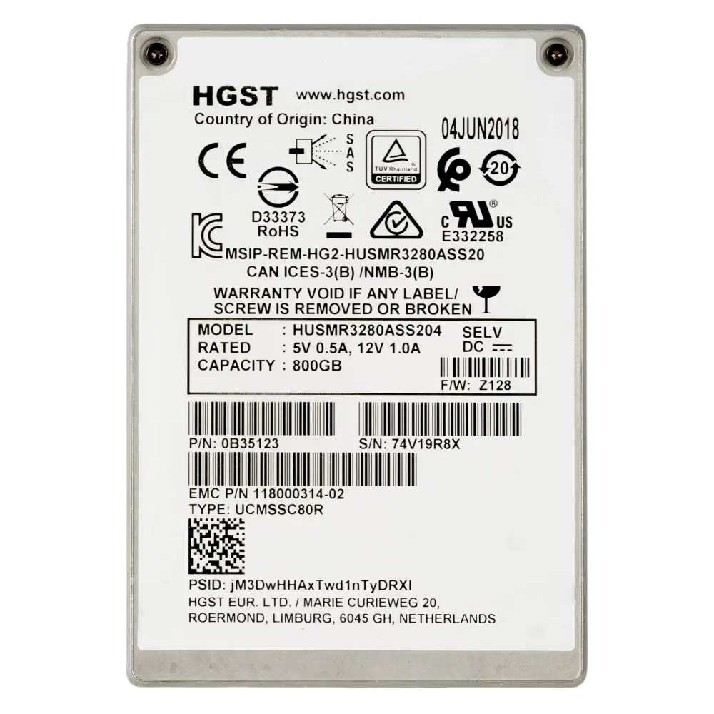 800 GB WD Ultrastar (HGST) DC SS300 HUSMM3280ASS204 SAS SSD 12Gb/s