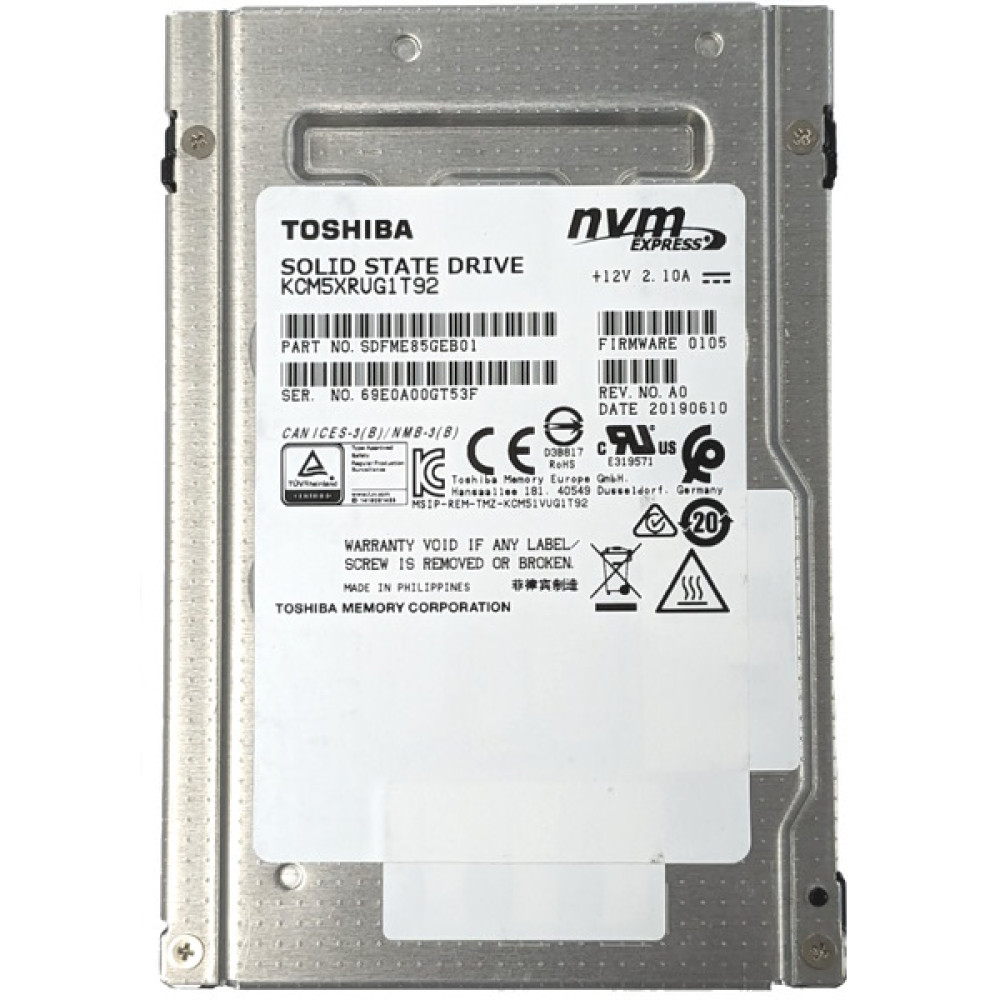 1.92 TB Kioxia (Toshiba) KCM5XRUG1T92 Enterprise U.2  NVME PCI-E 3.1
